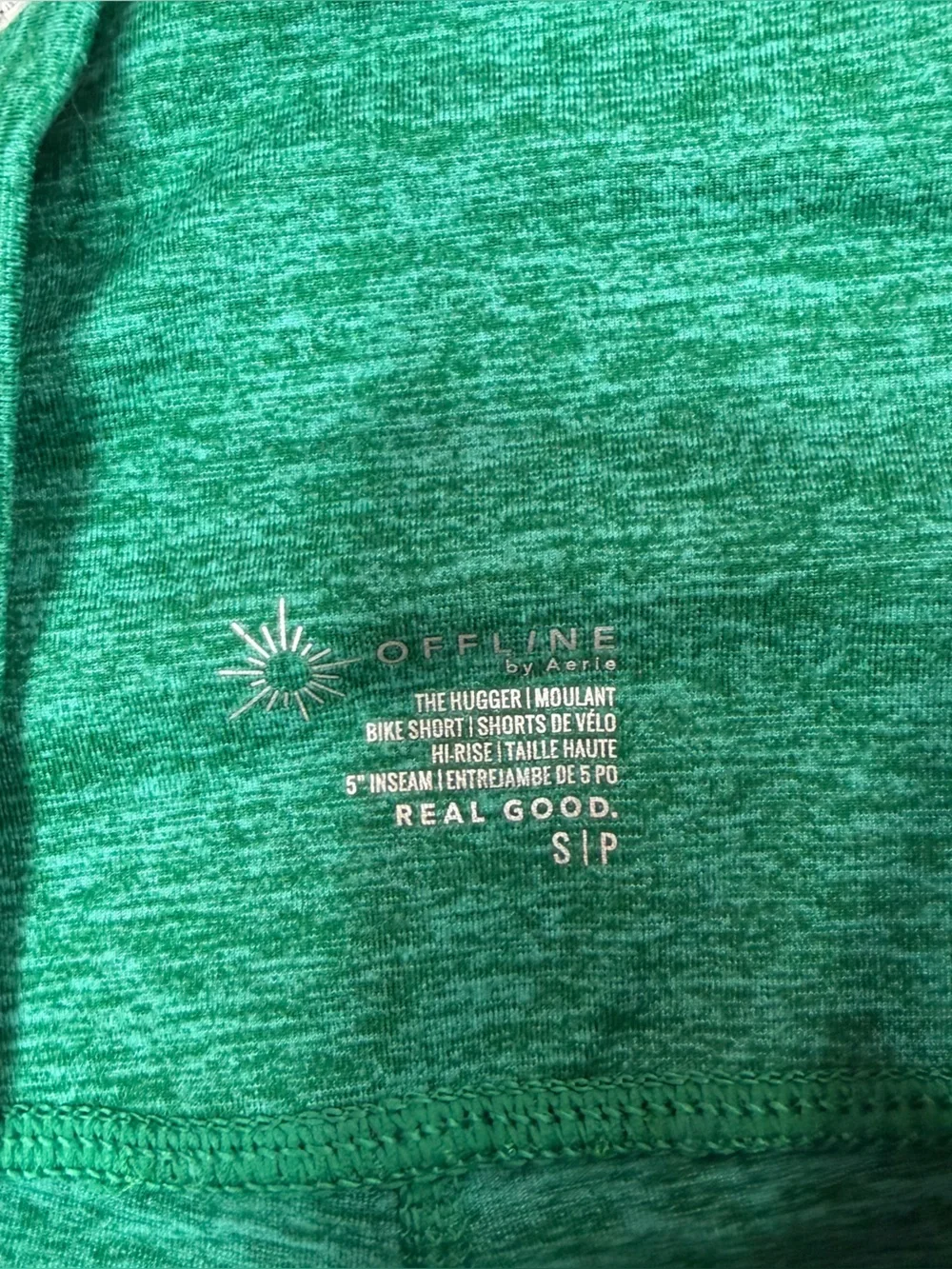 Aerie Offline The Hugger Bike Short 5” Heather Green With‎ Pockets Size Small